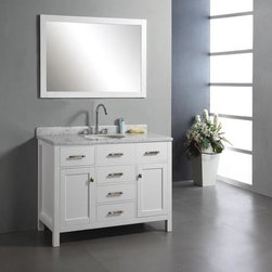 Abodo 48 inch Transitional Bathroom Vanity White Finish Set - Bathroom Vanities And Sink Consoles