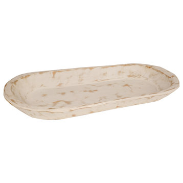 Elegant Rustic Farmhouse Wooden Dough Bowl, Pure White
