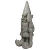 18.5" Gray Gardener Gnome with Shovel Outdoor Garden Statue
