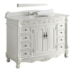Adelina 48 inch Antique Bathroom Vanity White Marble Top - Bathroom Vanities And Sink Consoles