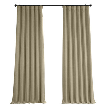 Faux Linen Darkening Curtain Single Panel, Thatched Tan, 50"x84"