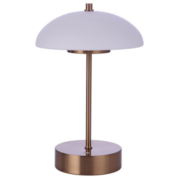 Rechargable LED Portable 1-Light Table Lamp in Satin Brass