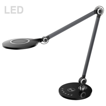 Contemporary Modern Architect Desk Lamp with Wireless Charging, Black
