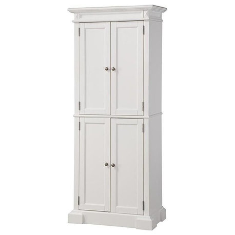 Bowery Hill Traditional 4 Adjustable Shelves Hardwood Pantry in White
