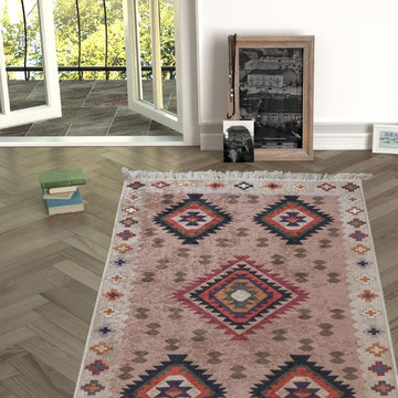 Chiara Rose Rubber Back Non-Skid/Slip Area Rug 2'7"X5'; 2'7"X6'6"; 5'3"x7'6".