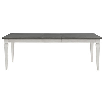 ACME Katia Dining Table With Leaf, Rustic Gray & Weathered White Finish