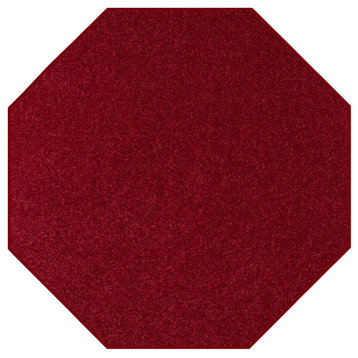 Home Queen Solid Color Octagon Shape Area Rugs Burgundy - 6' Octagon