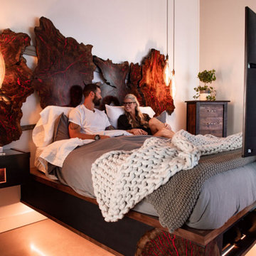 Custom Burled Floating Bed - ULE Modern Cantilevered Beds