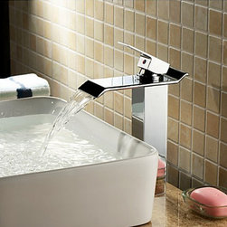 Contemporary Brass Bathroom Sink Faucet - Chrome Finish (Tall) T6001H - Bathroom Sink Faucets