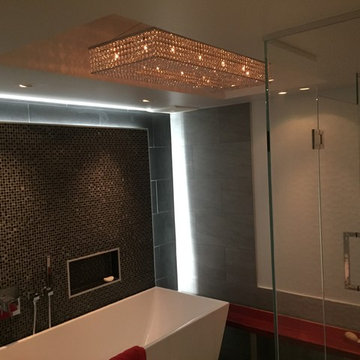 Custom glass shower w/LED lights