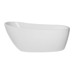 Maykke - Covina Oval Freestanding Bathtub, White Acrylic, 67" - Bathtubs