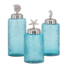 50 Most Por Beach Style Kitchen Canisters And Jars For 2018 Houzz Imax Worldwide Home Aubrey Lidded Gl Set Of 3 Canister Kitchen Canisters And