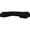 Maklaine Contemporary Black Linen Fabric Deluxe Modular Sectional Sofa