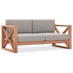 Meridian Furniture - Anguilla Waterproof Fabric Upholstered Outdoor Loveseat, Gray - Bring home this Anguilla teak outdoor loveseat to complete the look of your outdoor entertaining area. This resort like loveseat is stylish and comfortable, making it perfect for entertaining or peacefully relaxing in the comfort of nature. Made from teak with a natural finish and grey water resistant fabric, this loveseat is resistant to rot and pests, so it weathers the outdoors with ease. Pair the loveseat with more Anguilla items for a casual and serene look outside.