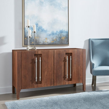 Lucas Mid-century Modern Solid Wood Four Door Credenza