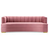 Encompass Channel Tufted Performance Velvet Curved Sofa, Dusty Rose
