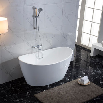 Maya 67" Free Standing Acrylic Soaking Tub with Center Drain, Pop-up Drain, and