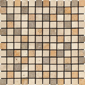 5/8 X 5/8 Mixed Travertine Tumbled Mosaic Tile