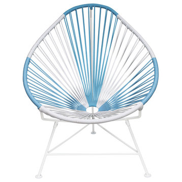 Multicolor Indoor/Outdoor Handmade Acapulco Chair, Argentina Weave, White Frame