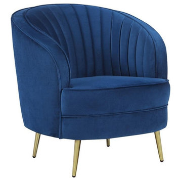 Coaster Sophia Modern Velvet Upholstered Vertical Channel Tufted Chair Blue