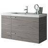 39" Vanity Cabinet With Fitted Sink, Grey Walnut