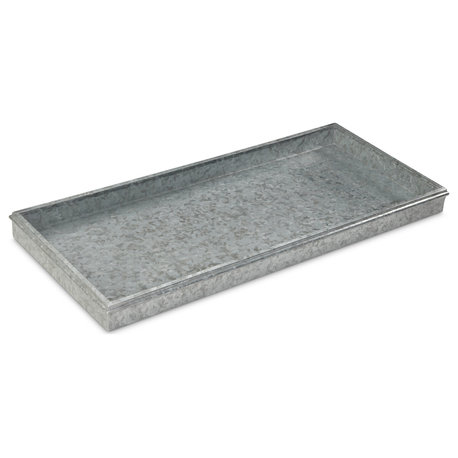 Classic Boot Tray for Boots, Shoes, Plants, and More, Galvanized Gray Steel