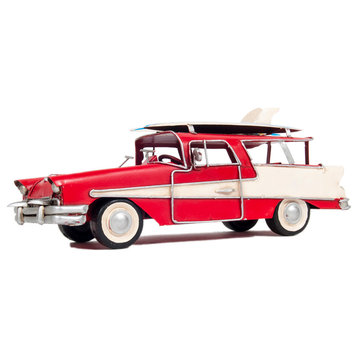 1957 FORD COUNTRY SQUIRE STATION WAGON RED Collectible Metal scale model Car