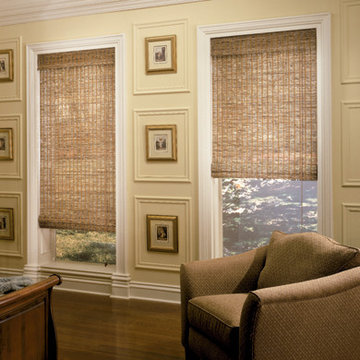 Sitting Area with Woven Wood Shades
