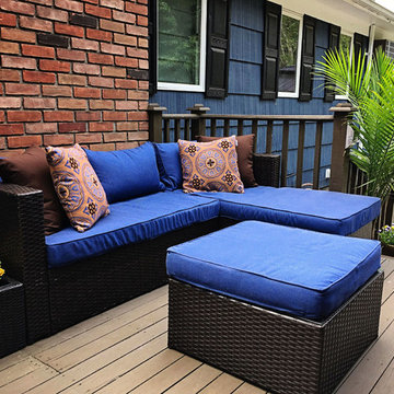 Custom Sunbrella loveseat and ottoman cushion covers