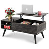 Wood Lift Top Coffee Table with Hidden Compartment and Adjustable Storage shelf