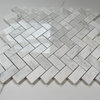 Carrara Marble Herringbone Mosaic Venato Carrera Tile Polished 1x2, 1 sheet
