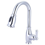 Olympia Faucets - Accent Single Handle Pull-Down Kitchen Faucet, Polished Chrome - Featuring classic traditional elegance, our Accent Collection of faucets by Olympia is ageless and uncomplicated. Accent can both simplify and provide an essential enhancement to your home with an understated enduring style balanced with seamless functionality.