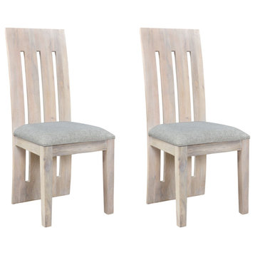 Talia Wood Chair, Set of 2, White, Upholstered