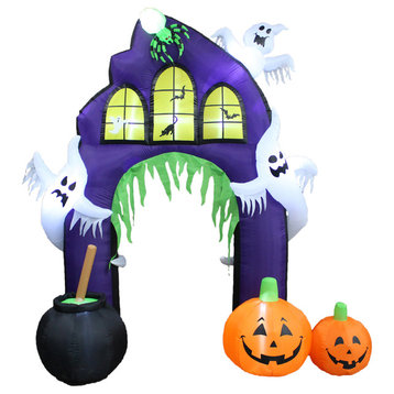 Halloween Inflatable Castle Arch With Pumpkin & Ghost, 9'