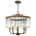 Livex Lighting - Ashton Convertible Chandelier, Hand-Painted Palatial Bronze - The Ashton five light mini chandelier/semi flush mount emanates the 1920s casual style mixed beautifully with high sophistication. classical touches in the mini chandelier/semi flush mount gives off an art deco feel with the prismatic crystals.