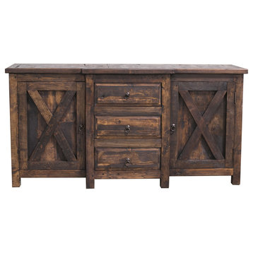 Maddison Reclaimed Bathroom Vanity, Antique Brown, 60x20x32, Double Sink