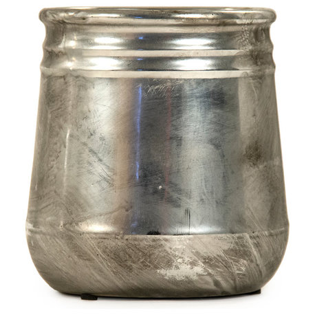 Distressed Metallic Cylindrical Small Vase