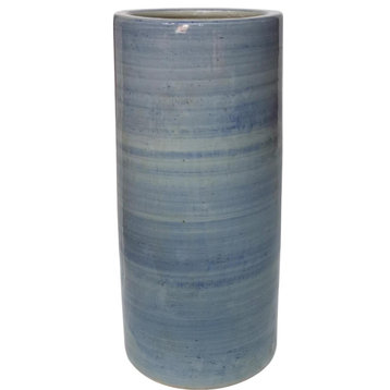 Umbrella Vase Stand Denim Blue Porcelain Handmade Hand-Cr