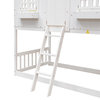 Twin over Twin House Bunk Bed with Roof and Ladder, White