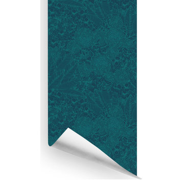 Bachman Bouquet Wallcovering, Teal & Turq, Roll, Traditional