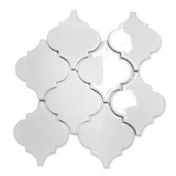 Arabesque whisper White Gloss Mesh Mosaic Tile Sheet cover a Square Foot - Wall And Floor Tile