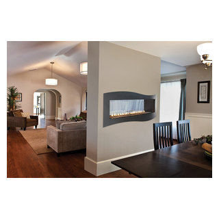 See-Through Fireplace Separating Dining and Living Room - White ...