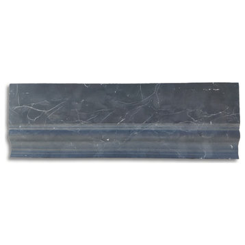 Baseboard Nero Marquina Black Marble 4x12 Crown Molding Honed, 1 piece
