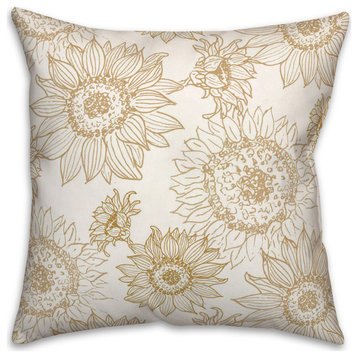 Large Sunflower Head Gold and White 18 x 18 Spun Poly Pillow