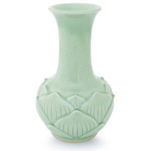 NOVICA Animal Themed Ceramic Vase Green Tranquility' 