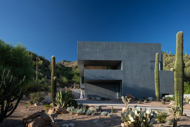 Imagen de fachada de casa minimalista de tamaño medio de dos plantas