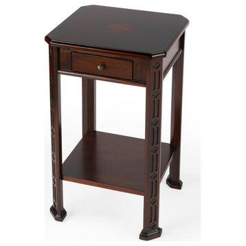 Moyer Wood Side Table With Storage, Dark Brown