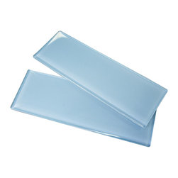 4x12 Glossy Sky Blue Subway Glass Mosaic Tiles - Home Accessories & Decor