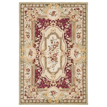 Safavieh Savonnerie 4' x 6' Hand Tufted Wool Rug in Red and Ivory
