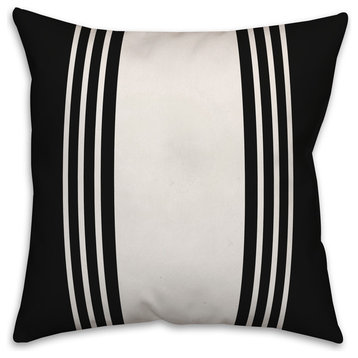 Black and White Farmhouse Stripe 20x20 Throw Pillow